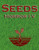 Seeds Compilation: Horror I-V PDF cover, featuring 22-page PDF with over 110 fantasy adventure seeds on a 2-page spread, in a green background with a red title and red sprouting seedling illustration, size not specified.