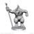 Pathfinder Battles Deep Cuts: Xulgath Skirmisher & Stoneliege. An unpainted mini of a broad monstrous humanoid carrying a staff.