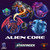 The Alien Core token pack cover, featuring six different science-fantasy creatures of various sizes in tokens. The bottom of the image displays the logos for Paizo, Starfinder, and Foundry. 