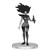 A white porcelain mask and elegant gray and black clothing provide form and contrast to this shadowy woman’s body. A dagger is held up in the left hand while her hair billows out behind her.