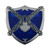Pathfinder Society Faction Pin: Vigilant Seal shows a shield-shaped pin with a silver rim, and the image of a silver padlock with black chains on a dark blue background.