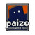 Paizo Organized Play Pin shows a rectangular pin showing the blocky purple head of the Paizo logo with two little white dots for eyes on an orange background.
