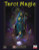 Tarot Magic d20 PDF, a fantasy role-playing guide, featuring a woman in a blue robe on a dark background surrounded by mystical elements, in shades of blue, purple, and gold.