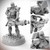 Starfinder Masterclass Miniature: 32mm half-orc soldier sculpted from high-quality plastic, featuring intricate details on armor and weapon, set atop a scenic base, created by the Starfinder brand, detailed in realistic texture.