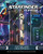 Starfinder Flip-Mat: CityScape Multi-Pack. Four overlayed maps, each featuring a different futuristic city scene.