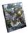 Starfinder Tech Revolution PDF product image shows an immense green robot attacking several much smaller science-fiction heroes on the streets of a futuristic city.