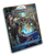 Starfinder Interstellar Species PDF product image shows several different humanoid aliens gathered around complex-looking scientific table, above which are projected images of fighting humanoids (one blue, one gold). 
