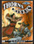 Feng Shui: Thorns of the Lotus PDF, traditional Asian warriors in colorful attire, one wielding a sword, set against a vibrant orange background, with bold white title text, Feng Shui branding, and Eastern-inspired design elements.