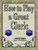 How to Play a Great Cleric" PDF guide cover, featuring blue 20-sided dice on beige background with green accents, black text, and decorative borders, an Avalon Games product.