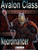 Avalon Class Necromancer PDF cover features dark background with intricate designs, a skeletal necromancer in a dark red robe, holding a staff with a crimson gemstone, for Pathfinder RPG enthusiasts seeking advanced character options.