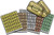 Papercraft blank coins set in gold, silver, bronze, and green for science fiction RPGs and wargames, printed on cardstock, customizable, double-sided, measuring 6 inches in diameter, featuring blank faces.