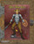 Pathfinder adventure module cover for The Warden PDF, featuring a horned humanoid in silver armor with gold filigree, brown pants, holding an axe and shield on a red leather background.