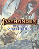 Pathfinder Rulebooks Subscription graphic features a group of heroic adventurers being menaced by a terrible red diabolic dragon in a dungeon scene--a portion of the cover of the Pathfinder Second Edition Player Core.