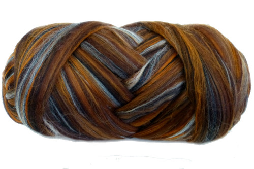 Merino wool blend. Color is Vegemite Sandwich