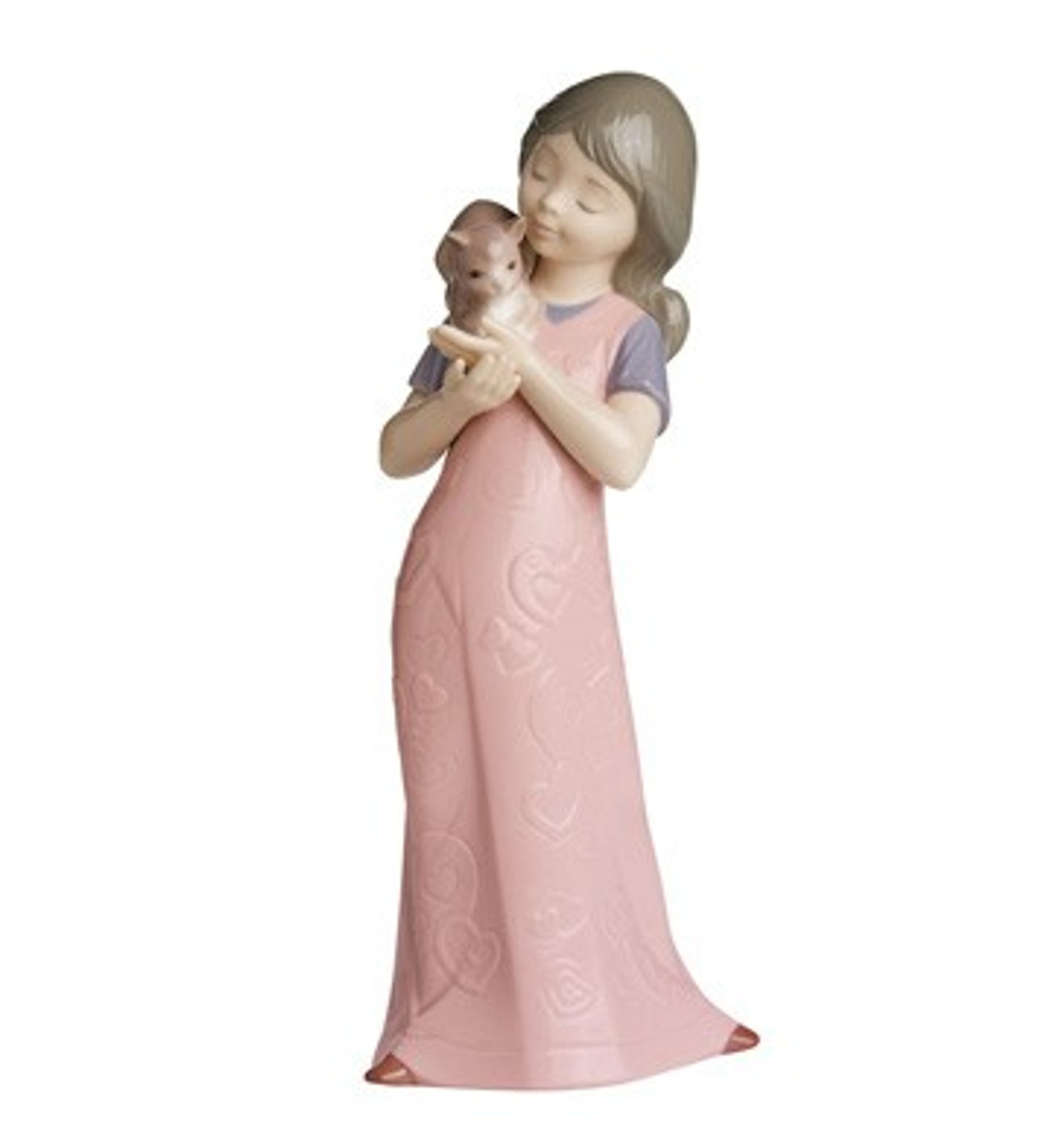 Lladro Bashful Bather Girl Giving Dog a Bath Figurine - Distinctive Decor