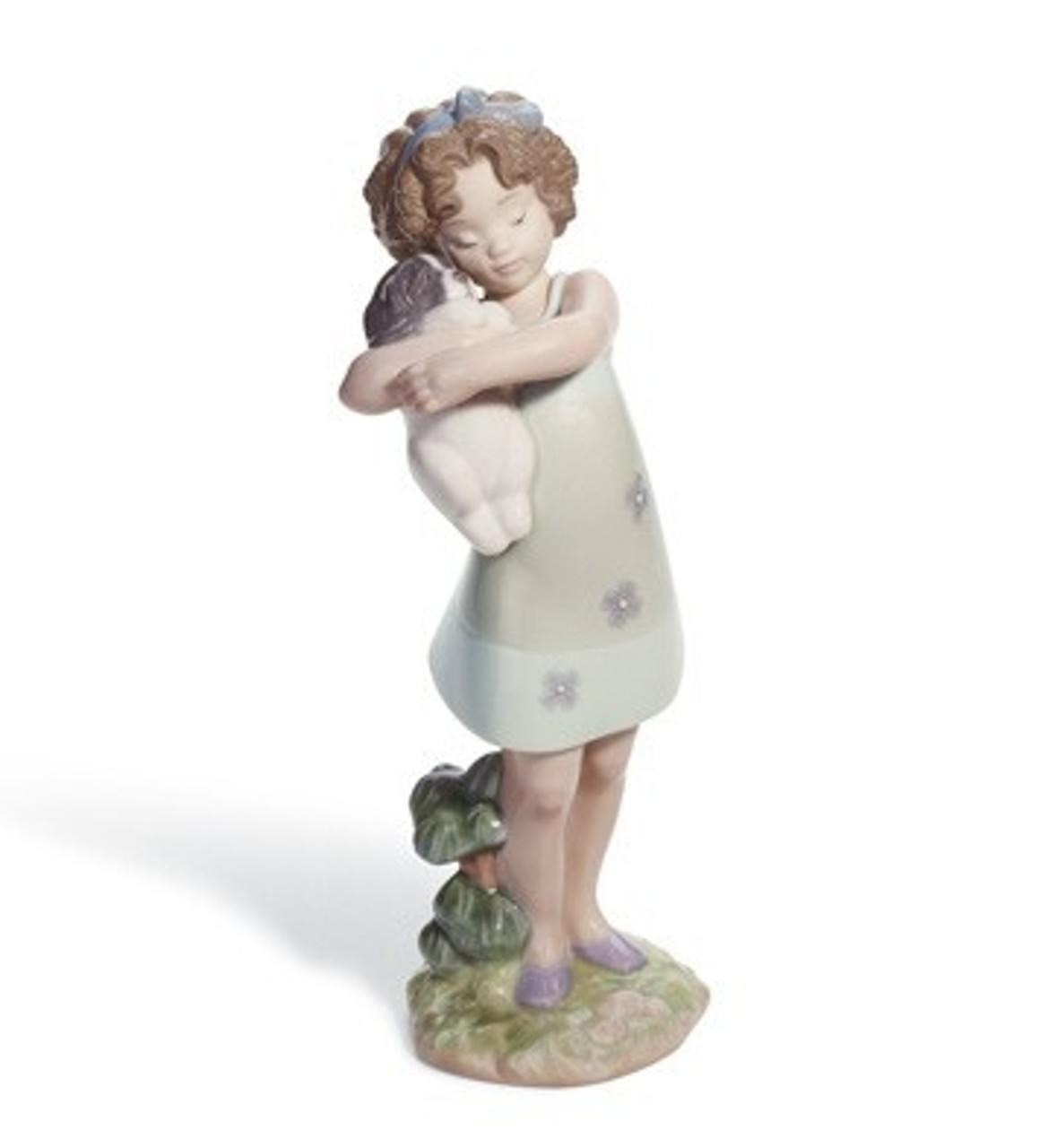 Lladro Learning To Care Girl with Puppy Figurine - Distinctive Decor