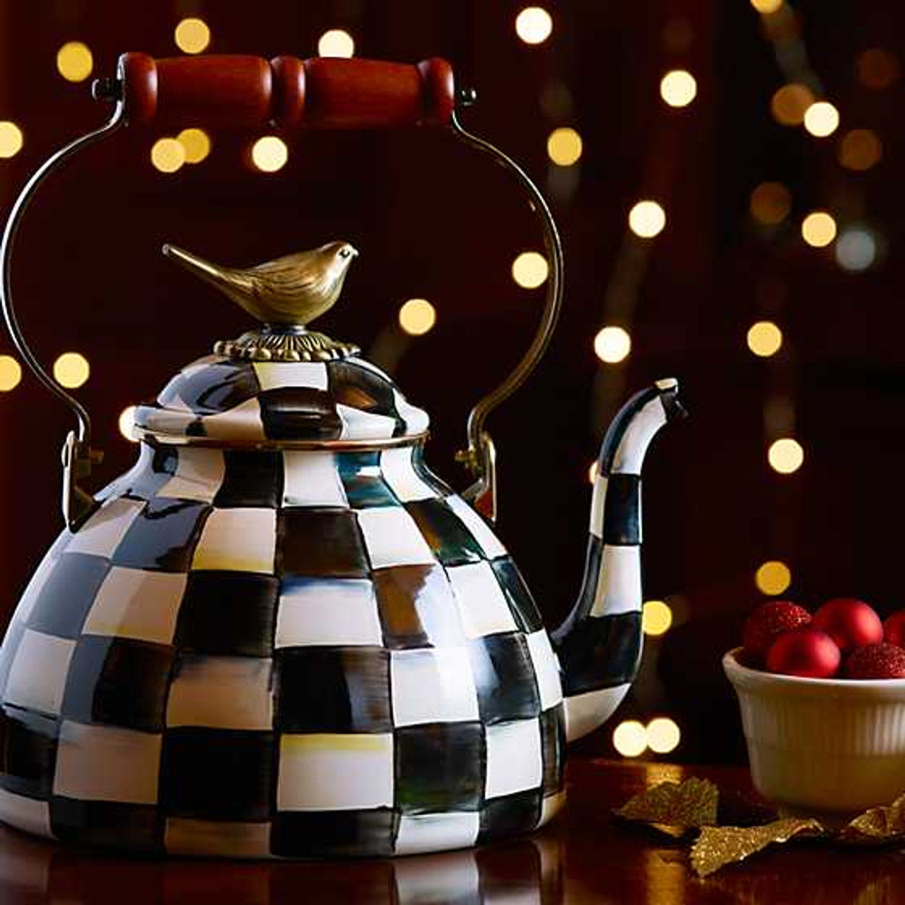 Iconic Black & White Courtly Check Enamel Tea Kettle by Mackenzie-Chil –, VESIMI Design