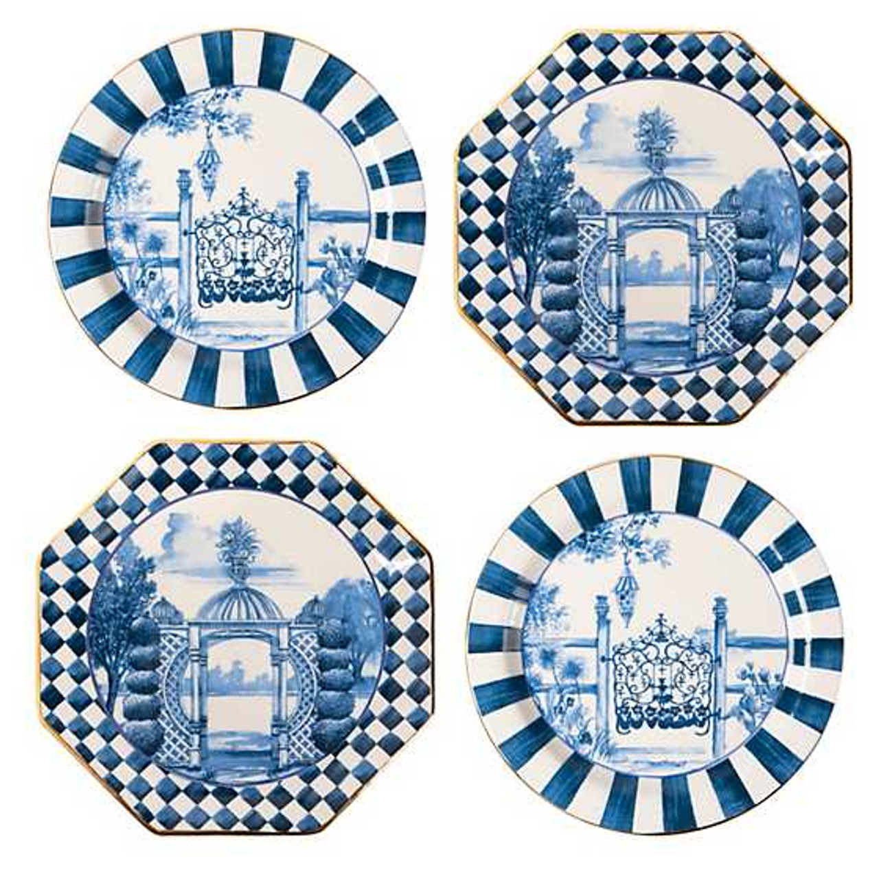 English Pottery Black and White Toile Plates