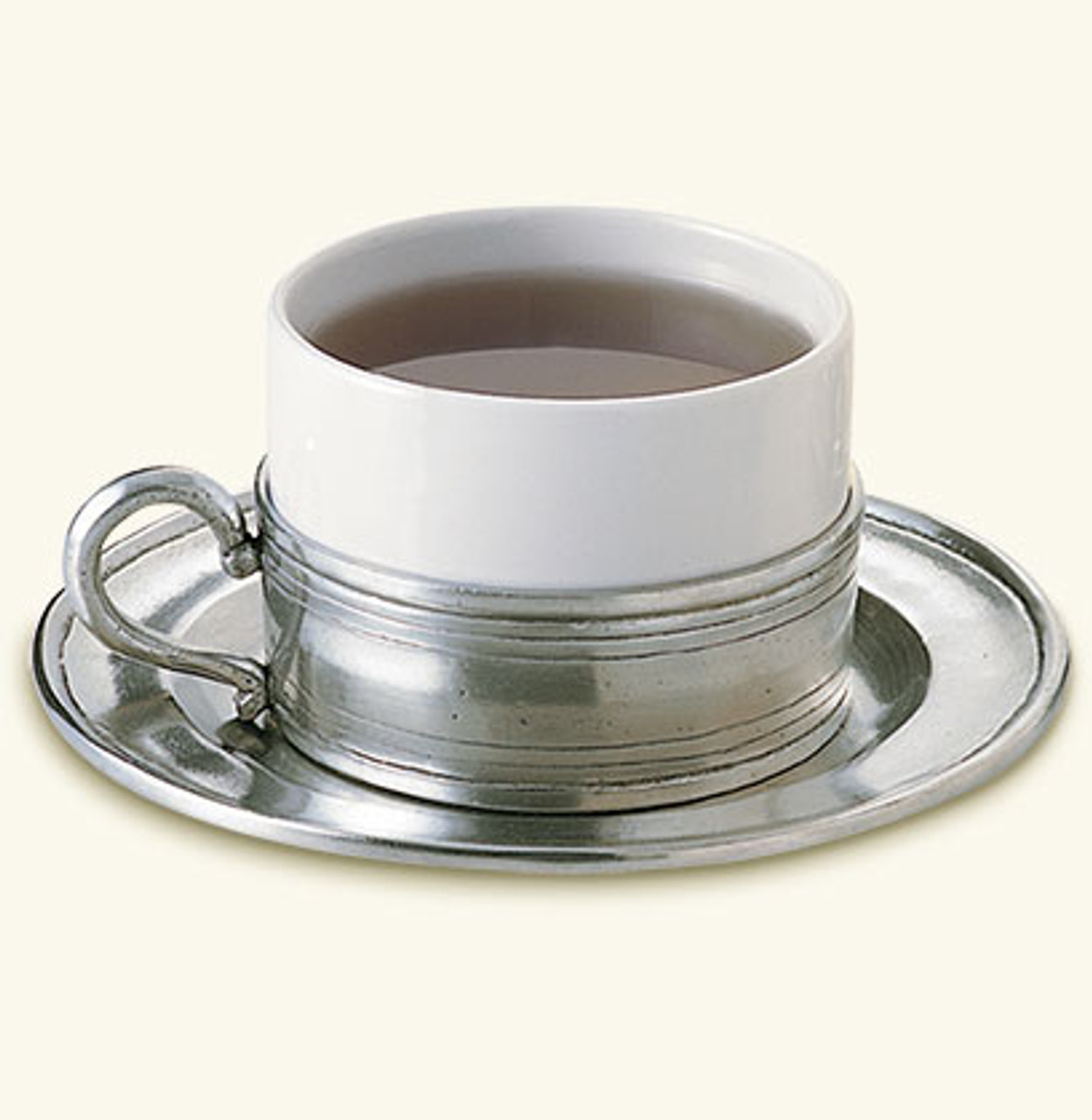 Match Italian Pewter Cappuccino Cup with Saucer - Distinctive Decor