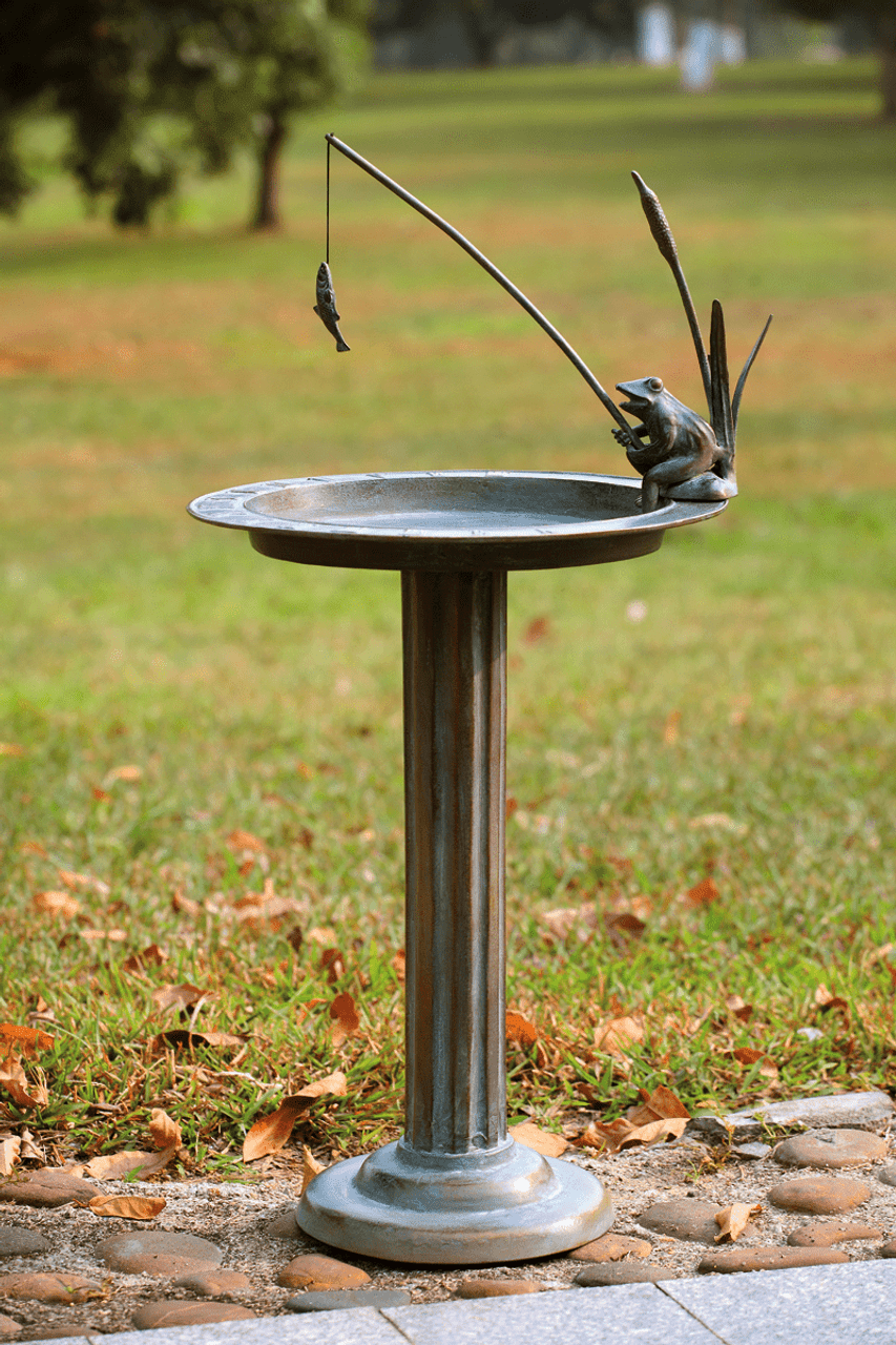 Fishing Frog Sundial Birdbath by SPI Home - Distinctive Decor