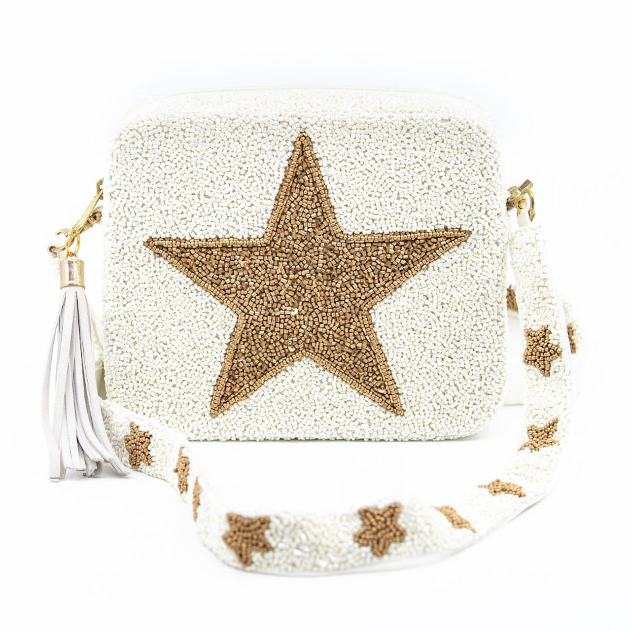 Gold Star Beaded Crossbody Strap