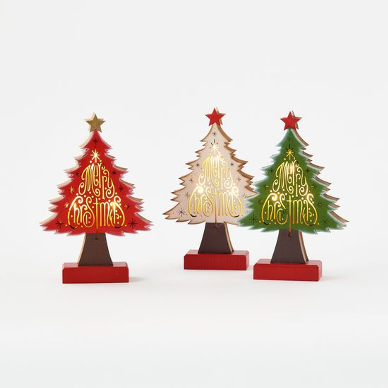 180 Degrees Lighted Merry Christmas Tree Sm 7.75 Inch (Assorted Colors)