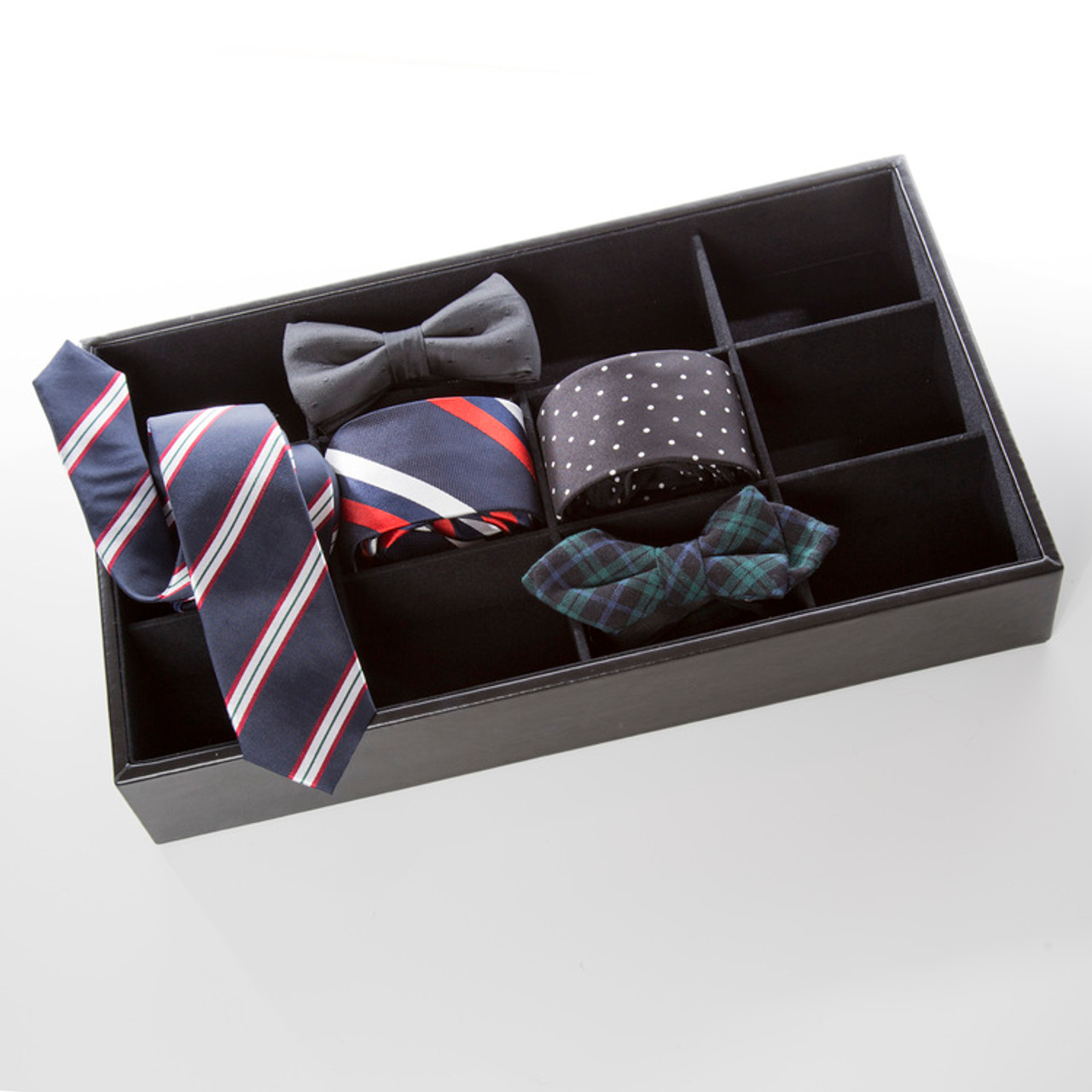 Brouk and Co Roll 'Em Up Tie Box, Black Leather