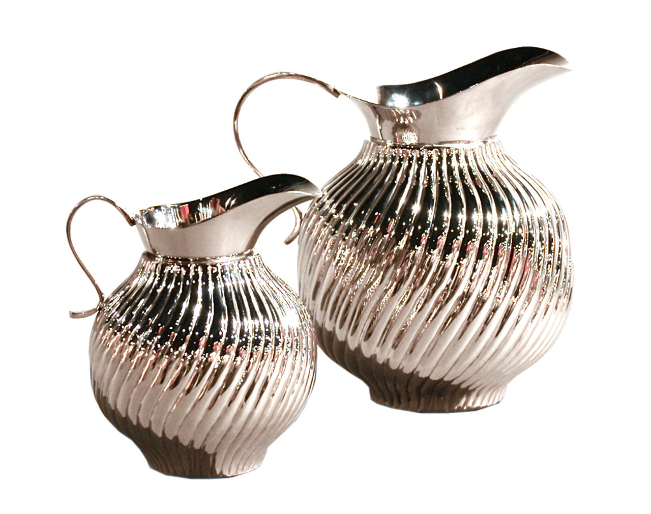 6 Nickel Swirl Brass Pitcher, Set of 2 - Tableware - Dessau Home