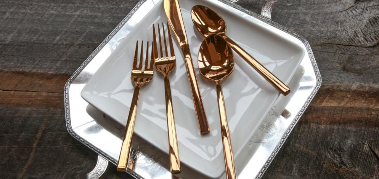 Fortessa Arezzo Rose Gold 20pc Flatware Set Distinctive Decor