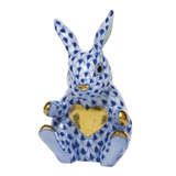 Herend Shaded Sapphire Blue Bunny Rabbit Figurines
