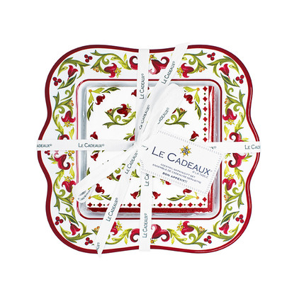 Le Cadeaux Vischio Gift Set - Melamine Napkin Holder With Set of Cocktail Napkins (20)