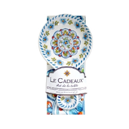 Le Cadeaux Spoon Rest With Matching Tea Towel Gift Set Madrid White