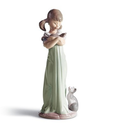 Lladro Dont Forget Me! Girl with Cats Figurine