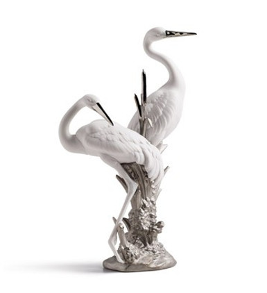 Lladro Courting Cranes Porcelain Figurine Re-Deco