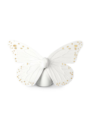 Lladro Butterfly Sculpture (White-Gold)