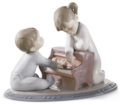 Lladro First Melodies - Kids with Piano Figurine