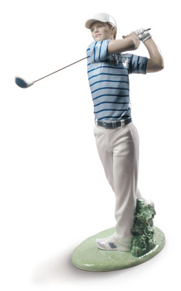 Lladro Golf Champion Figure Blue Shirt