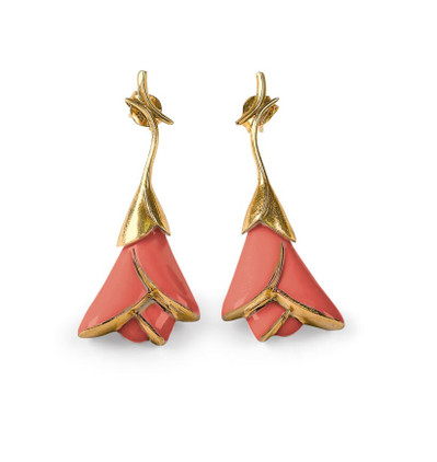 Lladro Heliconia Short Earrings (Coral)