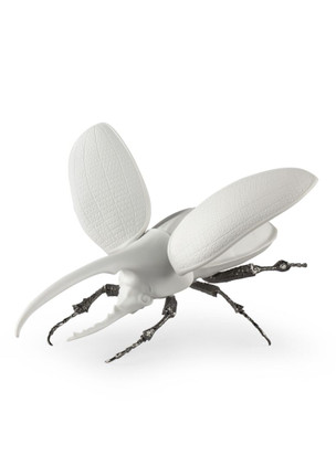 Lladro Hercules Beetle Sculpture (Matte White)