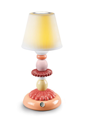 Lladro Lotus Firefly Lamp (Coral)