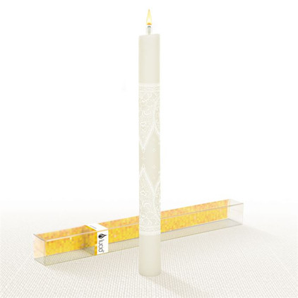 Lucid Liquid Candles - 1x11 White on Natural Grace Lace Dinner Candle