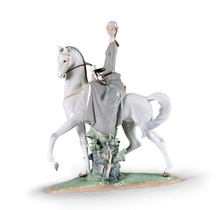 Lladro Woman On Horse Figurine