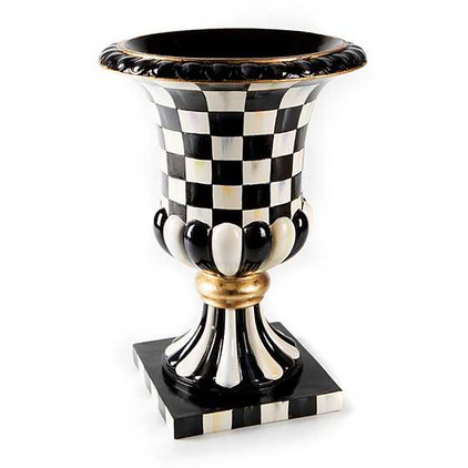 MacKenzie Childs Courtly Check Pedestal Tabletop Urn