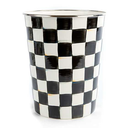 MacKenzie Childs Courtly Check Enamel Waste Bin