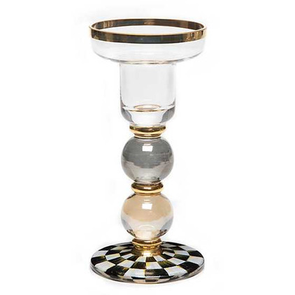 MacKenzie Childs Courtly Check Sphere Candlestick - Medium