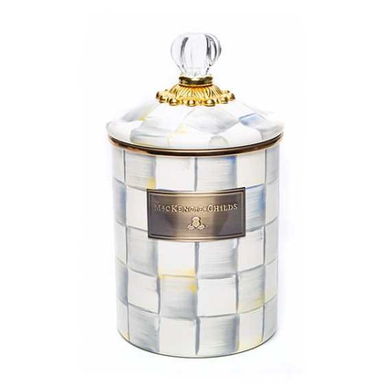 MacKenzie Childs Sterling Check Enamel Canister - Medium