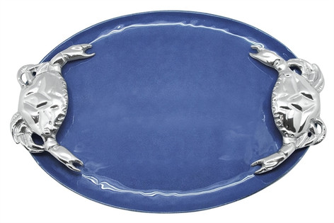 Mariposa Cobalt Crab Handled Serving Tray