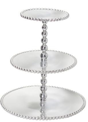 Mariposa Pearled 3-Tiered Cupcake Server