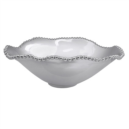 Mariposa Pearled Oval Wavy Serving Bowl