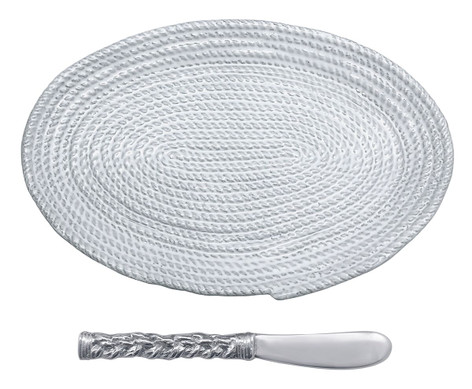 Mariposa Rope Ceramic Oval Plate & Spreader